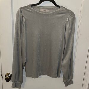LOFT Women's Elegant Silver Long Sleeve Top
